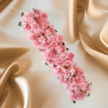 1pc 1m Artificial Rose Wedding Arch Backdrop Flower Wall Decor, Tabletop Center Piece, Wedding Signage, Office Desk, Hotel Lobby Decoration - Multicolor - View 4