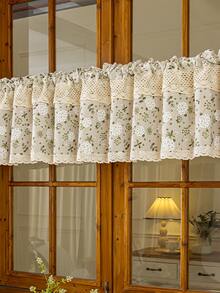 1pc Pastoral Floral Curtain, Fresh Style Partition Shading Short Curtain, Linen-Like Fabric Half Curtain, Cabinet Decor Door Curtain, Blackout Curtain - Multicolor - View 7