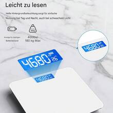 1 قطعة ميزان حمام إلكتروني للنساء ScaleSE، ميزان حمام، الحد الأقصى للوزن 396 رطل/180 كجم، شاشة LED مضيئة، ميزان إلكتروني من الزجاج المقسى، ميزان وزن رقمي للجسم، قياس دقيق، يعمل بالبطاريات (AAA)، البطاريات غير مشمولة، مناسب للمنزل والنادي والخارج، مثالي للاستخدام المنزلي والسكن الجامعي، مناسب لجميع الفصول، هدية عيد الميلاد رائعة - الأبيض + القياسات - مشاهدة 4