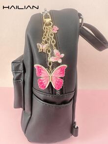HAILIAN A Metal Chain Bag Pendant Made Of Alloy Material About Butterfly, Gradient Butterfly, Pearl Butterfly, Butterfly Inlaid With Diamonds, It Can Be Used As A Bag Pendant, Car Key Chain, Birthday Holiday Gift - Hot Pink - View 5