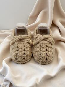 手工针织婴儿腿套、室内学步鞋 - 卡其色 - 查看 3