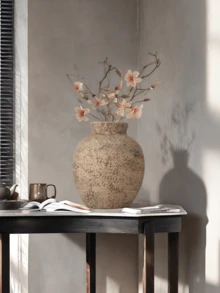 1 Stück Vintage rustikale Keramikvase, geeignet für japanischen Stil Unterkunft, Bauernhaus Interieur Blumendekoration, elegante Vase für den Eingangsbereich, Heimdekoration, Raumdekoration, Glasvase - Mehrfarbig 4 - Übersicht 7