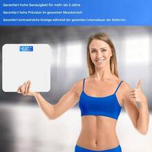 1 قطعة ميزان حمام إلكتروني للنساء ScaleSE، ميزان حمام، الحد الأقصى للوزن 396 رطل/180 كجم، شاشة LED مضيئة، ميزان إلكتروني من الزجاج المقسى، ميزان وزن رقمي للجسم، قياس دقيق، يعمل بالبطاريات (AAA)، البطاريات غير مشمولة، مناسب للمنزل والنادي والخارج، مثالي للاستخدام المنزلي والسكن الجامعي، مناسب لجميع الفصول، هدية عيد الميلاد رائعة - الأبيض + القياسات - مشاهدة 3