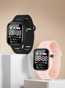 2 Stück/1 Stück Farbbildschirm Elektronische Uhr Koreanische Mode Coole Laterne für Jungen und Mädchen Paare Wald Elektronische Uhr, die beste Wahl für Halloween, Weihnachten, Valentinstag, Muttertag, Urlaubsgeschenke