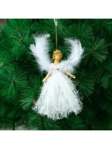 1pc Charming Plush Angel Christmas Tree Ornament - Ideal For Holiday Decor And Gifts, Suitable For Christmas Tree Decoration, Car Hanging Decor, Easy Hanging Design