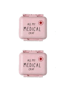 6-Compartment Portable Mini Pill Box, Pink Color With "Medicine" Letter Print, Weekly Medication Organizer, Travel Pill Case, 6-Grid Compact Pill Box, Daily Vitamin Supplement Storage, Pocket/Wallet Size, Letter ID Tag Jewelry Box, Earrings, Rings Storage, Home & Travel Essential - Pink - View 18