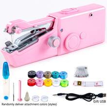 CS-101B Portable Handheld Electric Sewing Machine, Suitable For DIY Sewing, Fabrics, Garments, Travel, Home Use, USB Or AA Battery Powered, Easy To Use, Ideal For Beginners, Compact Size 8.2"X2.7"X1.2", (Note: Only For Lightweight Fabrics/Accessories Color Random) - Pink - View 20