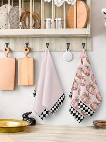 2pcs/4pcs/12pcs Pink Pumpkin Kitchen Towels, Thanksgiving Bathroom Decorative Towels, Thanksgiving Home Decor, Thanksgiving Kitchen Decor, Modern Style, Quick Dry, Super Soft Microfiber Material, Rectangular 40*60CM Digital Printing Pattern, Suitable For Autumn Kitchen Decor, Outdoor Party Decoration, Thanksgiving Holiday Gifts, Birthday Presents - Multicolor - View 4
