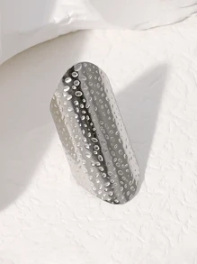 18k 镀金不锈钢开口戒指，极简主义金属感珠宝，女性自然风格 - Glossy - 查看 11