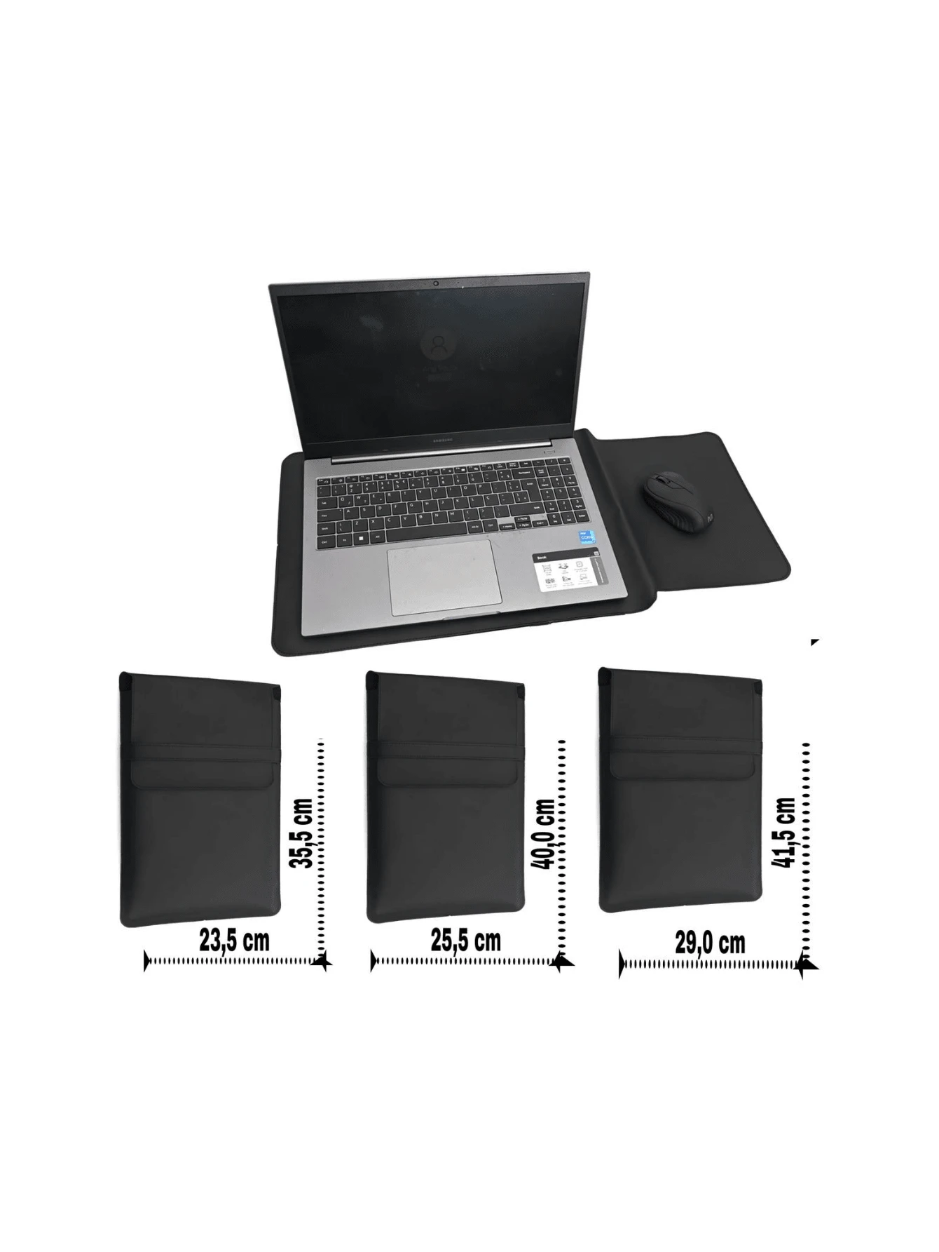 Case Cover For Notebook Gloves Leather Folder Caramel And Black Francabags - Black - View 1