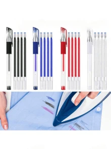 Set de 11/24 piezas con 20 recambios de bolígrafos marcadores de tela de alta temperatura de colores variados con 4 estuches, bolígrafos marcadores de tela borrables con calor para costura, sastrería y acolchado (color de tinta de bolígrafo rojo aleatorio) - Multicolor - Ver 2