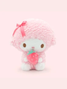 Muñeco de cordero pequeño Sanrio Piano Beinno, adorable llavero de peluche rosa, animal de peluche súper suave y esponjoso, diseño de cordero único con lindo lazo y accesorios de fresa, peluche abrazable de alta calidad para niñas, regalo coleccionable perfecto para cumpleaños, ideal para decoración del hogar, colgante de mochila, compañero de viaje, ideal para regalos de fiesta y decoración de habitaciones, mercancía de personajes kawaii para fanáticos.