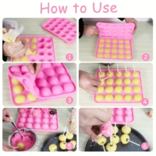 20 Hole Silicone Lollipop Mold With 20 Sticks - Perfect For Cake Pops, Chocolate And Candy Baking, Chocolate Molds - 粉紅色1個 - 查看 2