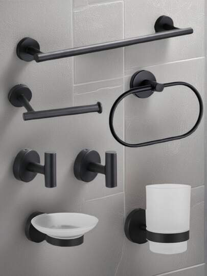 1 Peça Conjunto de Armazenamento para Banheiro, Argola para Toalha de Aço Inoxidável, Barra para Toalha, Suporte para Papel Higiênico, Ganchos de Armazenamento Multifuncionais, Instalação com Furadeira