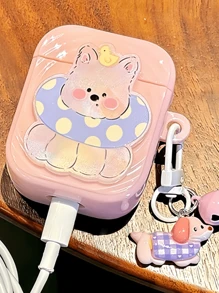 1 件蓝牙耳机盒，粉色卡通狗保护套 + 狗铃铛吊坠，适用于 Pro/Pro2/1/2/3/4 - 粉色 - 查看 6