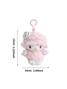 Muñeco de cordero pequeño Sanrio Piano Beinno, adorable llavero de peluche rosa, animal de peluche súper suave y esponjoso, diseño de cordero único con lindo lazo y accesorios de fresa, peluche abrazable de alta calidad para niñas, regalo coleccionable perfecto para cumpleaños, ideal para decoración del hogar, colgante de mochila, compañero de viaje, ideal para regalos de fiesta y decoración de habitaciones, mercancía de personajes kawaii para fanáticos.