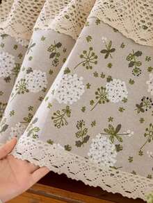 1pc Pastoral Floral Curtain, Fresh Style Partition Shading Short Curtain, Linen-Like Fabric Half Curtain, Cabinet Decor Door Curtain, Blackout Curtain - Multicolor - View 9