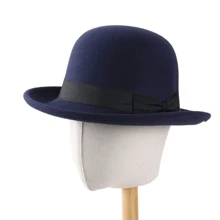 1pc Autumn/Winter New Wool Felt Wide Brim Hat, British Style Jazz Hat, Solid Color Fedora For Men