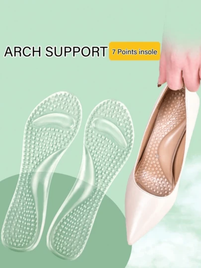 1 双防滑按摩鞋垫，透明硅胶凝胶缓冲鞋垫，适用于凉鞋、高跟鞋、休闲鞋，减震缓解疼痛