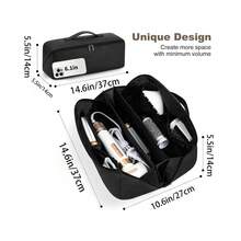 Hair Tools Travel Bag, Travel Case /Shark Flexstyle, Waterproof Portable Open Flat Travel Bag /Shark HairdryerPU Leather(Slight Odor) - Black - View 2