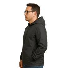 Tactel Men's Hooded Sports Windbreaker Jacket - màu đen - Xem 2