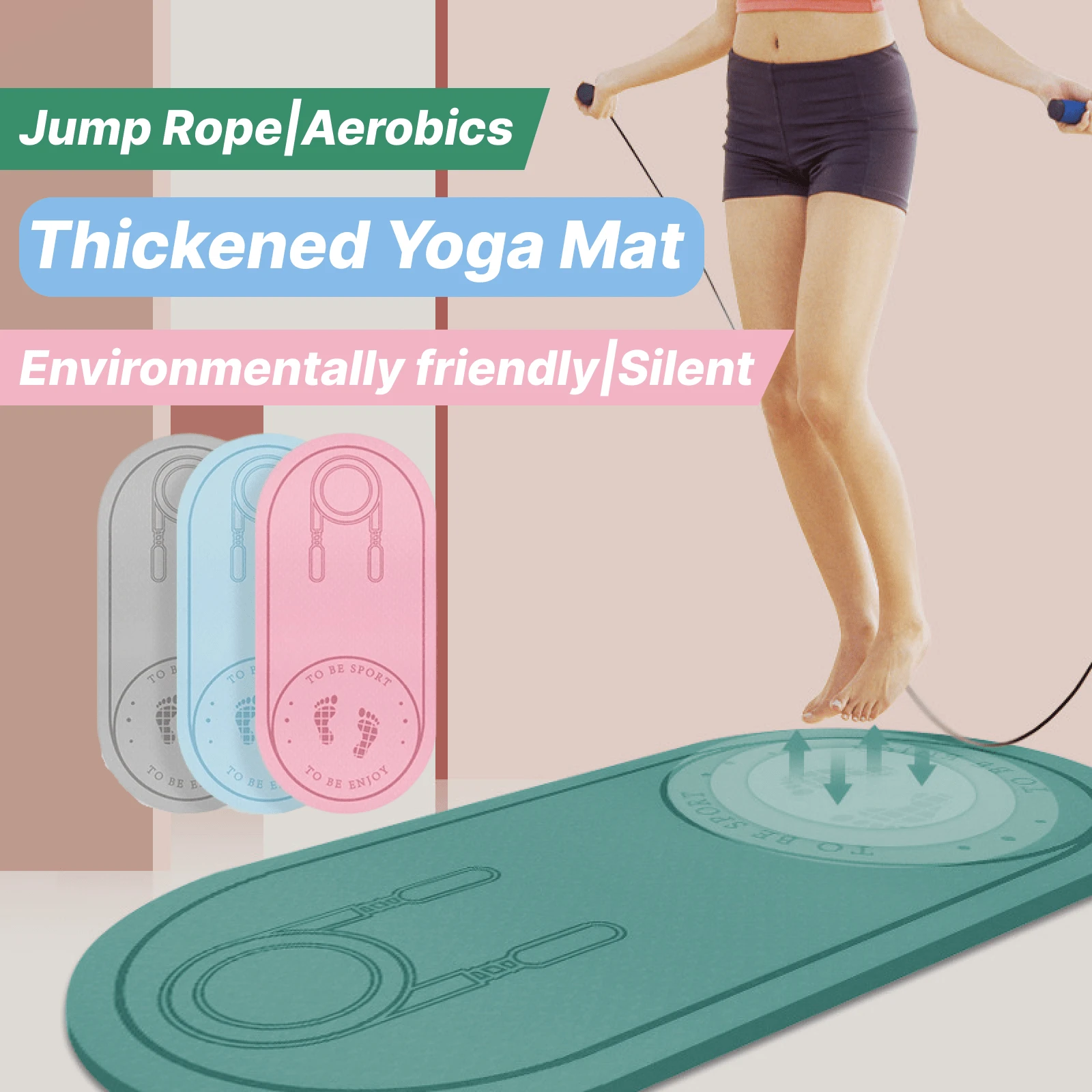 Aouloves Hopprep | Förtjockad yogamatta för aerobics | Tyst