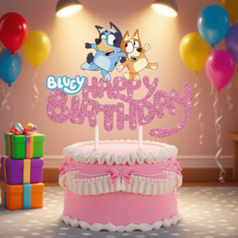  Decoración de pastel de Bluey Decoración de perro azul de dibujos animados Bingo Tapa de magdalena Feliz cumpleaños para fiesta de cumpleaños Decoraciones de pastel y postre, Decoración de fiesta de cumpleaños con tema Bruy