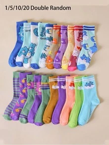 CARE BEARS 3/5 双  心形熊袜子，可爱心形熊中筒袜，适合日常穿着、节日、生日和其他场合 - 彩色 - 查看 13