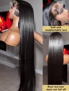 MECRY 8Inch-36 Inches Lace Front Wig 4&4 5&5 13&4 13&6 180 Density Wear And Go Glueless Wigs Human Hair Pre Plucked Pre Cut Straight Transparent Lace Front Wigs Human Hair Wigs Blended Hair Is Made From Human Hair Mixed With Synthetic Fibers And Protein Filaments For Women No Glue Lace Front Closure Ready To Wear Wigs Natural Black - Natural & Black - View 6