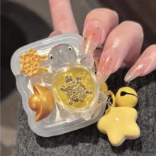 1个可爱3D招财龟宝元宝蓝牙耳机套，带铃铛和星星吊坠，兼容Pro/Pro2/1/2/3/4/Pro2 - 彩色 - 查看 5