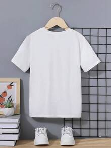 Girls' Cute TShirt With Funny Potato Cartoon Print,Short Sleeve Tee For Summer,Everyday Wear Soft Cotton Top - trắng - Xem 2