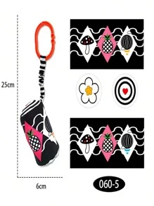 Black & White Rattle For Youngsters - Soothing Grip And Educational Sound Toy, Perfect Birthday Or Holiday Gift Baby Stroller Pendant, Plush Fabric Soothing Children's Toys, Bell Teether Animal Wind Chime Hanging Toys, Entryway Teething Bite Hanging Buckle, Car Hanging Pendant Toy - Multicolor - View 8