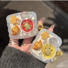 1个可爱3D招财龟宝元宝蓝牙耳机套，带铃铛和星星吊坠，兼容Pro/Pro2/1/2/3/4/Pro2 - 彩色 - 查看 6