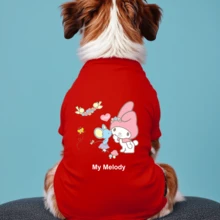 Sanrio 1 pezzo Maglietta per animali domestici con stampa di MY MELODY alla moda, morbida e traspirante, anti-sfilacciamento, abbigliamento casual per gatti e cani da esterno
