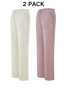 2 Pcs Set Women's Soft Rayon Sweatpants Lightweight Breathable Workout Trousers With Adjustable Shockcord - 彩色 - 查看 1