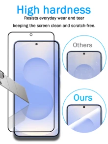 2 Packs For Galaxy Screen Protector, High-Definition Transparent Tempered Glass ,No White Edge, Scratch-Resistant Design Screen Protection Essentials, Applicable To Daily Shield, Office, Home Phone Screen Protector Phone Accessories Waterproof Shockproof Anti-Fall Anti-Fall Anti-Fingerprint Full Cover - Black - View 3