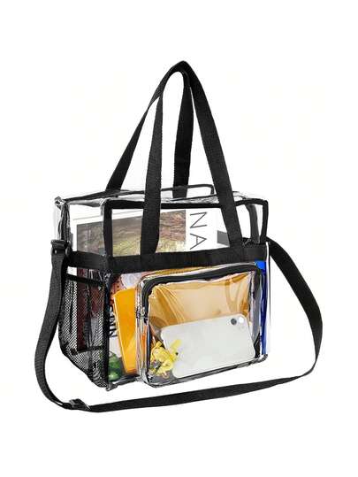 Clear Tote Bag Large Toiletry Bag Transparent Bag Clear Crossbody Bag With Adjustable Shoulder Strap And Zipper Closure, Perfect For Work, Sports Games, Concert