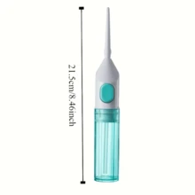 Portable Manual High Pressure Flusher, Dental Scaler, Oral Irrigator. Made Of ABS, High Pressure Pulsed Technology, Button Design, Detachable Nozzle. Ideal For Teeth Cleaning And Oral Care, No Electric Drive Required, Suitable For Home And Travel. Essential For Oral Care | Stylish Dental Floss Cleaner | Portable Design, Water Flosser - Màu xanh nhạt - Xem 2