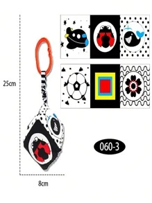 Black & White Rattle For Youngsters - Soothing Grip And Educational Sound Toy, Perfect Birthday Or Holiday Gift Baby Stroller Pendant, Plush Fabric Soothing Children's Toys, Bell Teether Animal Wind Chime Hanging Toys, Entryway Teething Bite Hanging Buckle, Car Hanging Pendant Toy - Multicolor - View 7