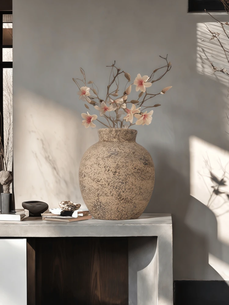 1pc Vintage Rustic Ceramic Vase, Suitable For Japanese-Style Accommodation, Farmhouse Interior Floral Decor, Elegant Entryway Vase Decoration, Home Decor, Room Decor, Glass Vase - Multicolor 4 - View 3