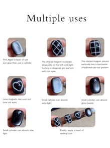 1 件强力可拆卸心形和蛇皮磁性猫眼美甲工具，3 色磁性美甲沙龙工具 - 彩色 - 查看 7