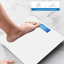 1 قطعة ميزان حمام إلكتروني للنساء ScaleSE، ميزان حمام، الحد الأقصى للوزن 396 رطل/180 كجم، شاشة LED مضيئة، ميزان إلكتروني من الزجاج المقسى، ميزان وزن رقمي للجسم، قياس دقيق، يعمل بالبطاريات (AAA)، البطاريات غير مشمولة، مناسب للمنزل والنادي والخارج، مثالي للاستخدام المنزلي والسكن الجامعي، مناسب لجميع الفصول، هدية عيد الميلاد رائعة - الأبيض + القياسات - مشاهدة 5