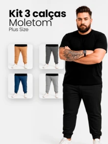 3-Piece Plus Size Jogger Pants Set For Men, Side Pockets - Casual And Sporty Fashion - 3 因此 - 查看 1