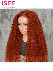 ISEE 红棕色 Wear Go 蕾丝前假发，预先拔毛和修剪，水波纹假发，6x4 透明蕾丝，180% 密度，彩色封闭式帽假发，真人发，16-28 英寸，女士款 - S33 - 查看 5
