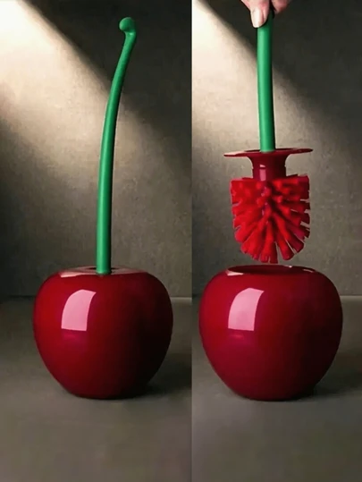 1 pieza Cepillo de inodoro de color cereza, limpiador de inodoro de mango largo con cerdas suaves para el hogar, juego de cepillos de limpieza de plástico, ahorro de espacio, descontaminación potente, minimalista de moda, adecuado para baño, hotel, apartamento, apartamento compartido, dormitorio, cabaña, autocaravana y caravana.