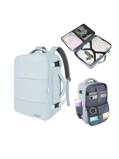 Taygeer Mochila de viaje para portátil de 15.6", aprobada por TSA de 35L, mochila para mujer, mochila de cabina con puerto de carga USB, bolsa impermeable y expandible para hombres y mujeres, ideal para negocios y universidad, azul, temporada de regalos / regalos de Navidad