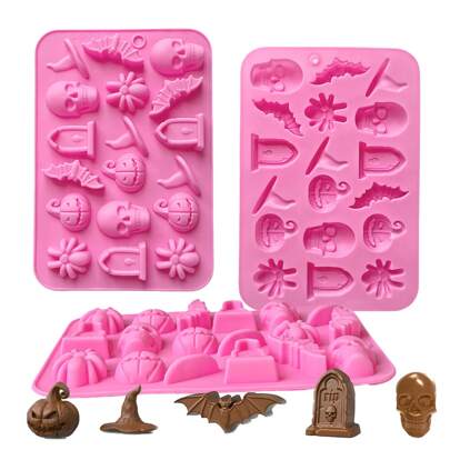 2 pièces Moule en silicone pour chocolat thème tête de squelette et araignée, moule décoratif pour gâteau. Décorations pour la maison et Halloween, décorations d'Halloween, décoration d'intérieur, décoration d'automne, décoration de chambre