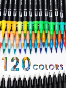 120 Dual Brush Marker Pens Kit, 120 Color Art Marker Set With Fine And Brush Tip Markers For Coloring Books. Back To School - 120 Màu/bộ - Xem 3