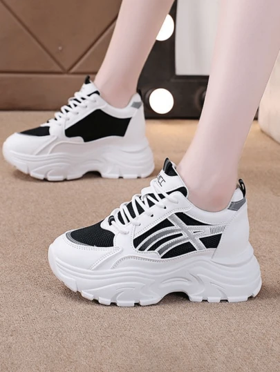 Zapatos de tenis de mujer con suela gruesa y transpirables con estilo