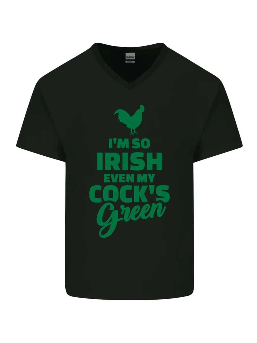 Irish Humor Men's 100% Cotton TShirt VNeck Style Digital Printed TShirt 1pcs 220g St. Patrick's Day Tee Graphic Top Shamrock Green Design - Black - View 1